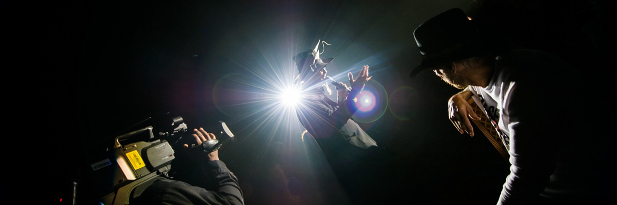 Concert stage with camera flare